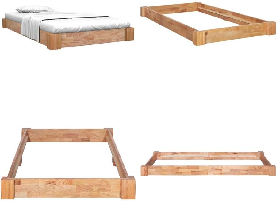 VidaXL Bedframe massief eikenhout 90x200 cm Bedframe Bedframes Eiken Bedframe Eiken Bedframes