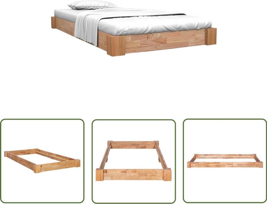 VidaXL Bedframe Massief Eikenhout 90x200 cm Massief Eikenhouten Bed Frame Rustiek Bed Eiken Hout Bed Enkelpersoonlig Bed Bruine Bed Frame Vintage Bed Frame Slaap Kamer Meubels Bed Frames