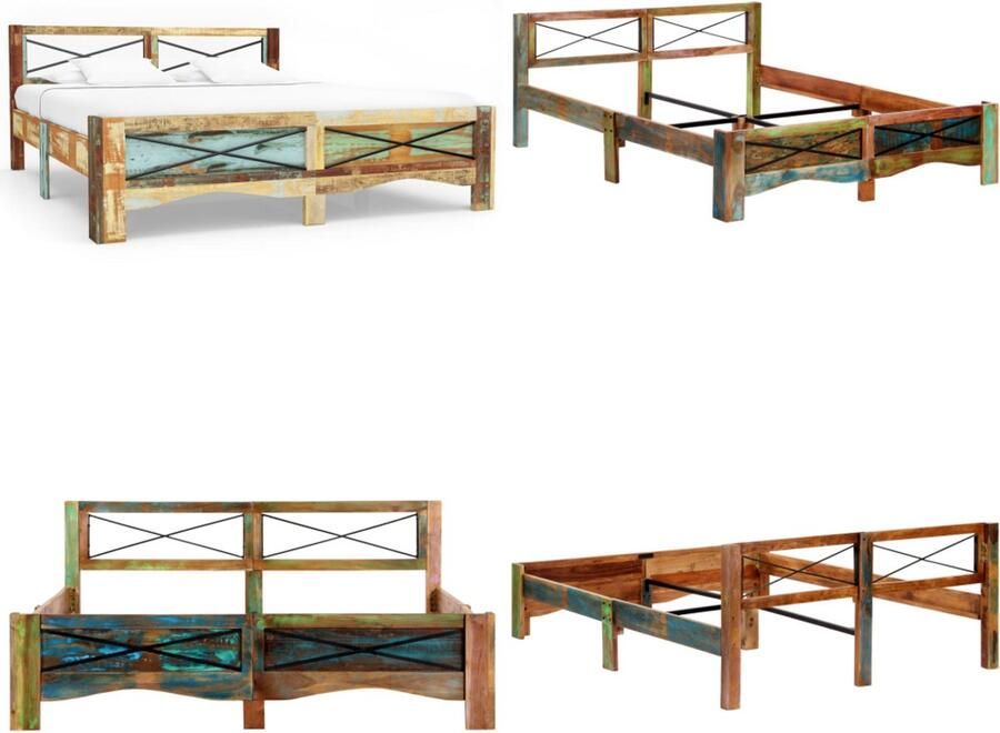 VidaXL Bedframe massief gerecycled hout 160x200 cm Bedframe Bedframes Bed Frame Bed Frames