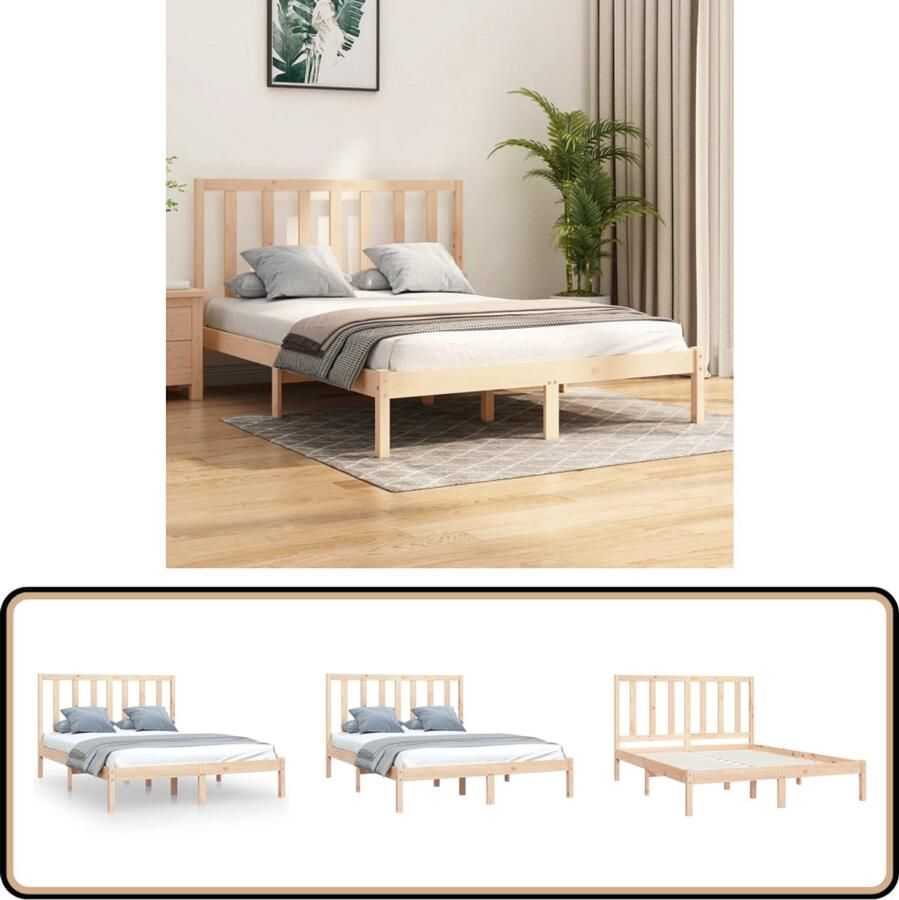 VidaXL Bedframe Massief Grenen 120x190 cm Bedframe Grenenhout Bed Houten Bed Tweepersoons Bed Klein Dubbel Bed Rustic Bed Vintage Bed Landelijk Bed Modern Bed