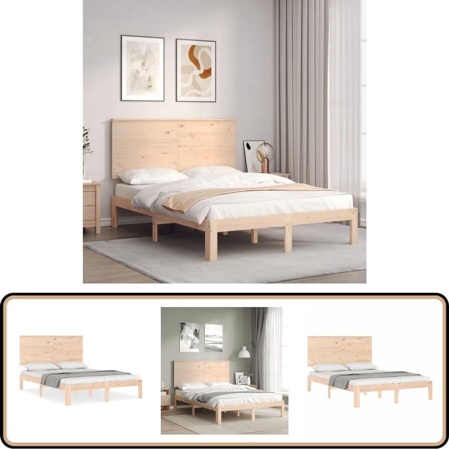 VidaXL Bedframe Massief Grenen 120x200 cm Massief Hout Bed Grenenhout Bed Tweepersoons Bed Boxspring Frame Bed Met Lattenbodem