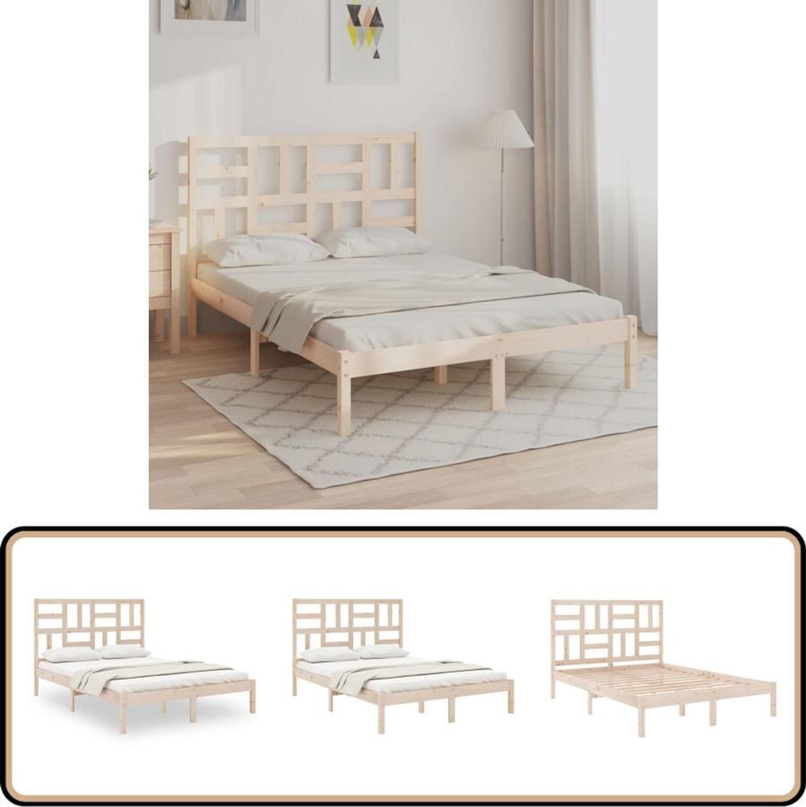 VidaXL Bedframe Massief Grenen 140x200 cm Houten Bedframe Modern Bed Tweepersoons Bed Massief Hout Bed Kopen