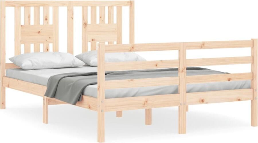 VidaXL Bedframe Massief Grenen 140x200 cm Massief Hout Bed Frame Grenenhouten Bed Tweepersoons Bed Bruine Bed Slaapkamer Meubels
