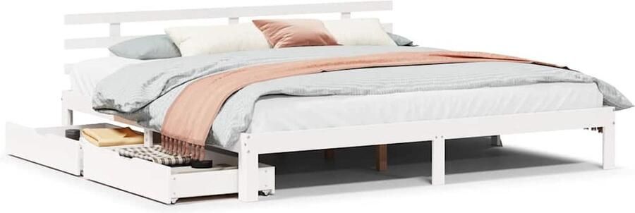 VidaXL Bedframe Massief Grenen 180x200 cm Wit