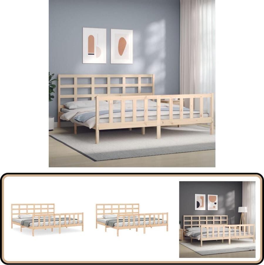 VidaXL Bedframe Massief Grenen 200x200 cm Massief Hout Bed Grenenhout Bed Tweepersoons Bed King Size Bed Houten Bed Frame