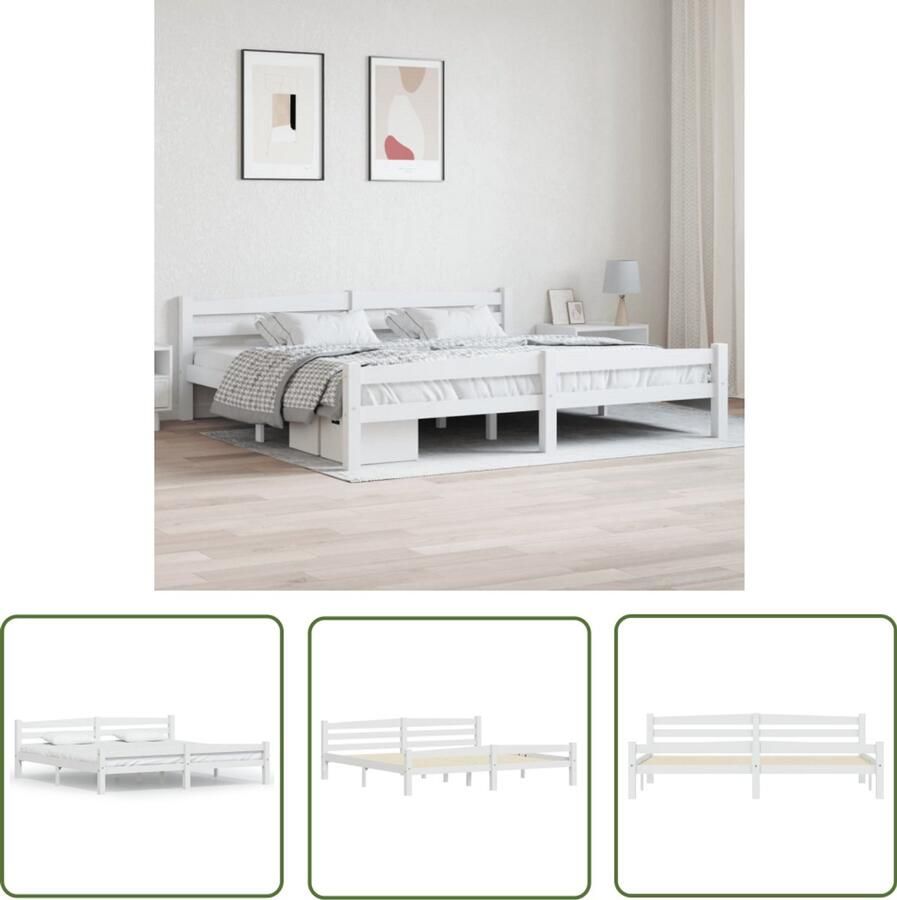 VidaXL Bedframe Massief Grenen 200x200 cm Wit Houten Bed Frame Tweepersoons Bed Frame Wit Bed Kopen Modern Bed Design Bed Bedframe Grenenhout Bedframe Boxspring Bed Slaapcomfort Slaapkamerinrichting