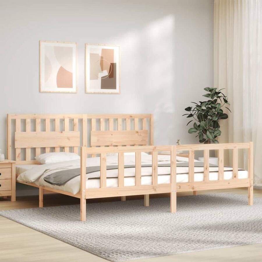 VidaXL Bedframe Massief Grenen 200x200 cm Zonder Matras Massief Hout Bed Grenenhout Bed Houten Bed Tweepersoons Bed Boxspring Bed Frame Bedroom Furniture Slaapkamer Meubels - Foto 2