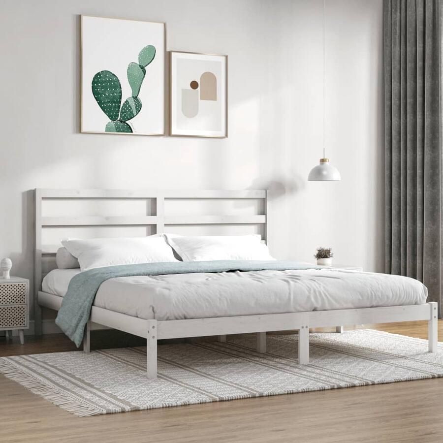 VidaXL Bedframe Massief Grenen Hout 180x200 cm Wit Houten Bed Frame Wit Bed Frame King Size Bed Frame Bed Frame 180x200 Modern Bed Frame Design Bed Frame - Foto 2