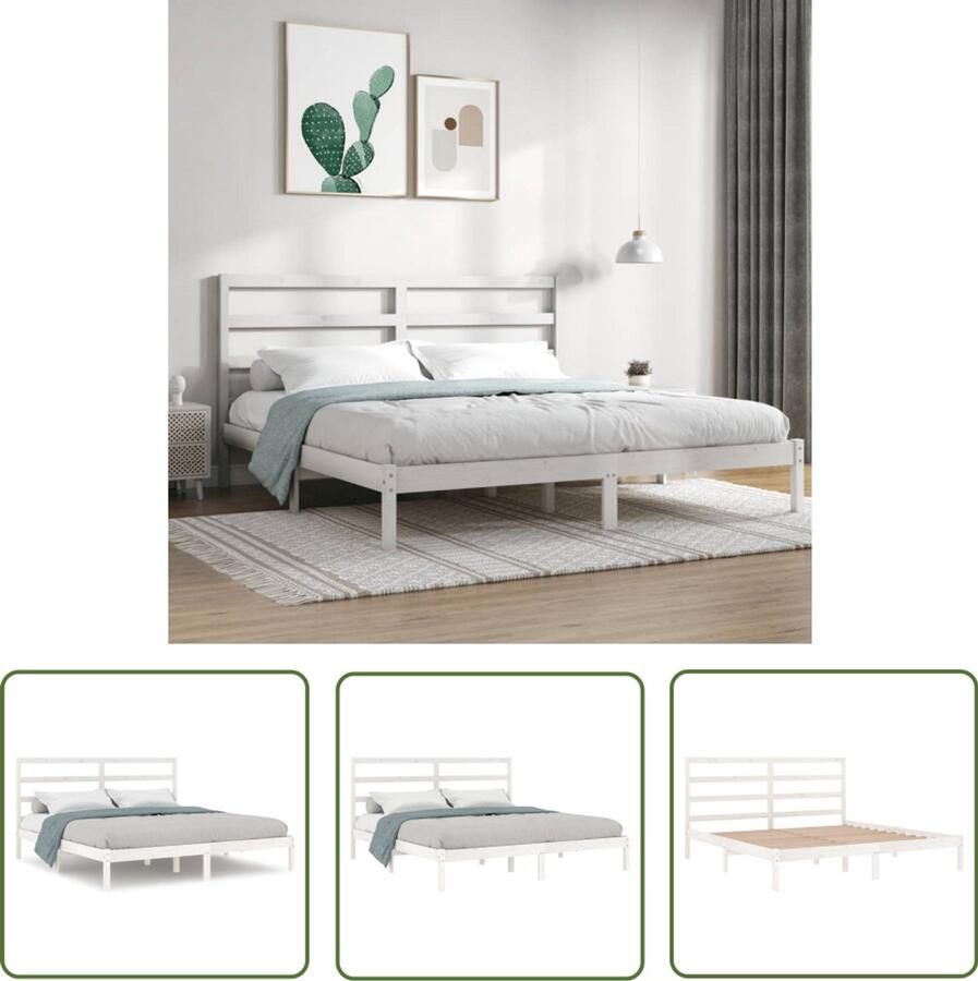 VidaXL Bedframe Massief Grenen Hout 180x200 cm Wit Houten Bed Frame Wit Bed Frame King Size Bed Frame Bed Frame 180x200 Modern Bed Frame Design Bed Frame