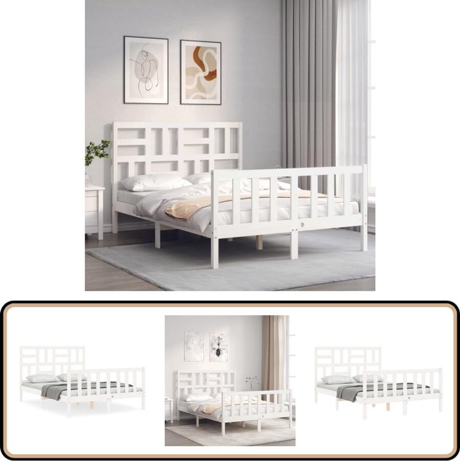 VidaXL Bedframe Massief Grenen Wit 120x200 cm Massief Hout Bed Grenenhout Bed Witte Bed Frame Tweepersoons Bed Boxspring Bed Slaapkamer Meubels