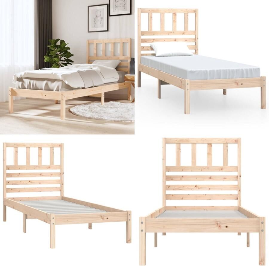 VidaXL Bedframe massief grenenhout 100x200 cm Bedframe Bedframes Eenpersoonsbed Bed