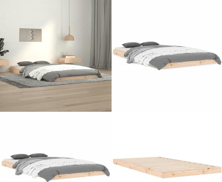 VidaXL Bedframe massief grenenhout 100x200 cm Bedframe Bedframes Eenpersoonsbed Bed