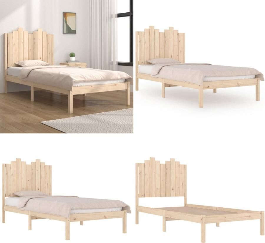VidaXL Bedframe massief grenenhout 100x200 cm Bedframe Bedframes Eenpersoonsbed Bed
