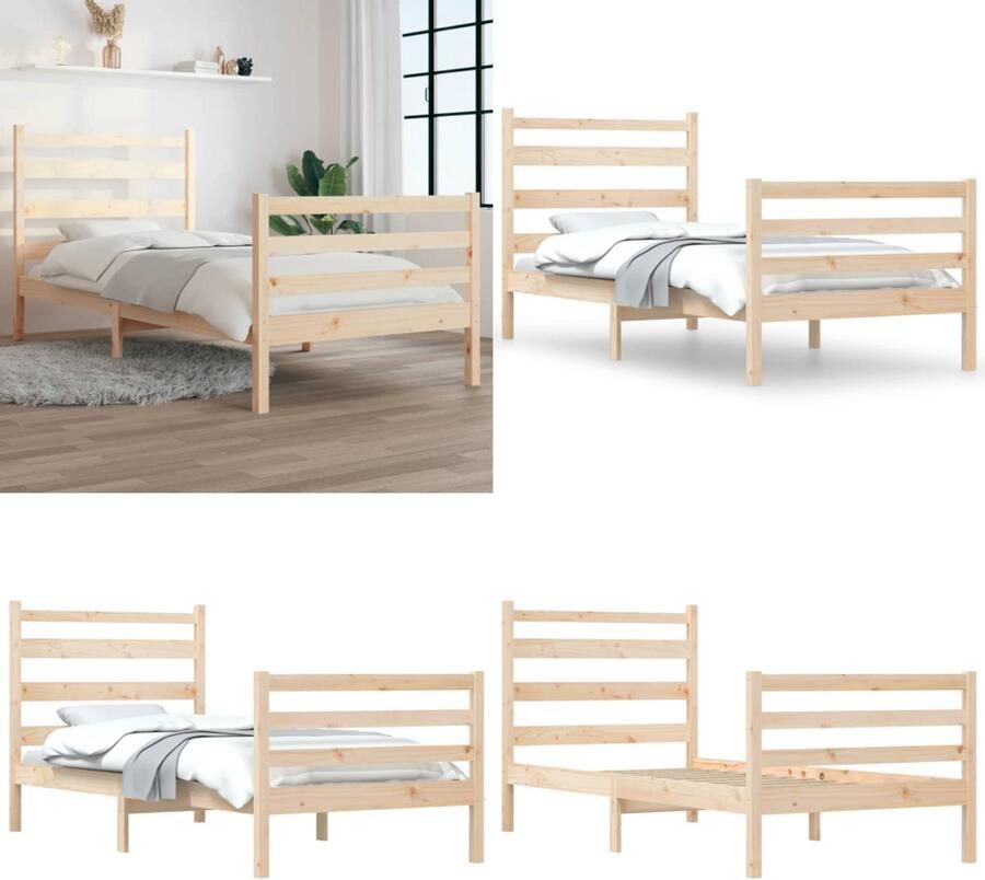 VidaXL Bedframe massief grenenhout 100x200 cm Bedframe Bedframes Eenpersoonsbed Bed