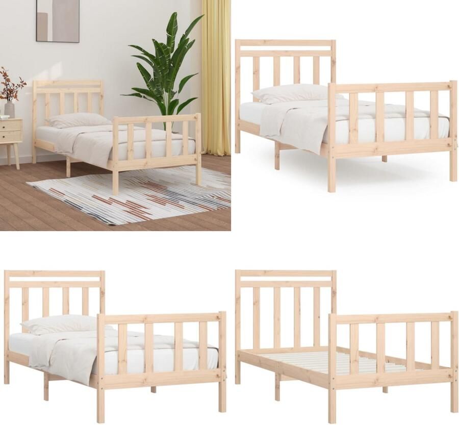 VidaXL Bedframe massief grenenhout 100x200 cm Bedframe Bedframes Massief Houten Bed Eenpersoonsbed