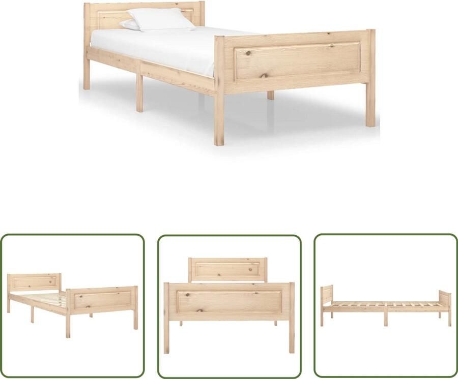 VidaXL Bedframe Massief Grenenhout 100x200 cm Houten Bed Frame Massief Grenenhout Bed Tweepersoons Bed Voor Volwassenen Modern Bed Stijlvol Bed Stabiel Bed Duurzaam Bed Comfortabel Bed Bruine Bed Frame - Foto 2