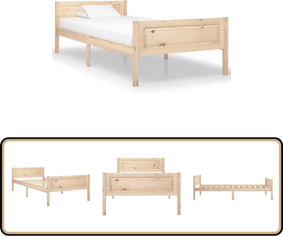 VidaXL Bedframe Massief Grenenhout 100x200 cm Houten Bed Frame Massief Grenenhout Bed Tweepersoons Bed Voor Volwassenen Modern Bed Stijlvol Bed Stabiel Bed Duurzaam Bed Comfortabel Bed Bruine Bed Frame