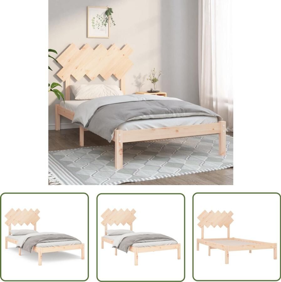 VidaXL Bedframe Massief Grenenhout 100x200 cm Houten Bed Frame Massief Grenenhout Tweepersoons Bed Bedframe Kopen Modern Bed Comfort Bed