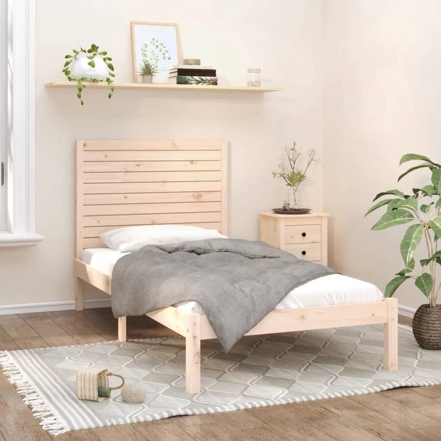 VidaXL Bedframe Massief Grenenhout 100x200 cm Houten Bedframe Grenenhout Bed Tweepersoons Bed Hoofdbord Stapelbare Bedbodems Vintage Bed Landelijk Bed Minimalistisch Bed Modern Bed - Foto 2