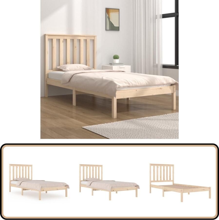 VidaXL Bedframe massief grenenhout 100x200 cm Houten Bedframe Grenenhout Bedframe Massief Hout Bed King Size Bed Tweepersoons Bed Hoofdbord Boxspring Bed Slaapcomfort