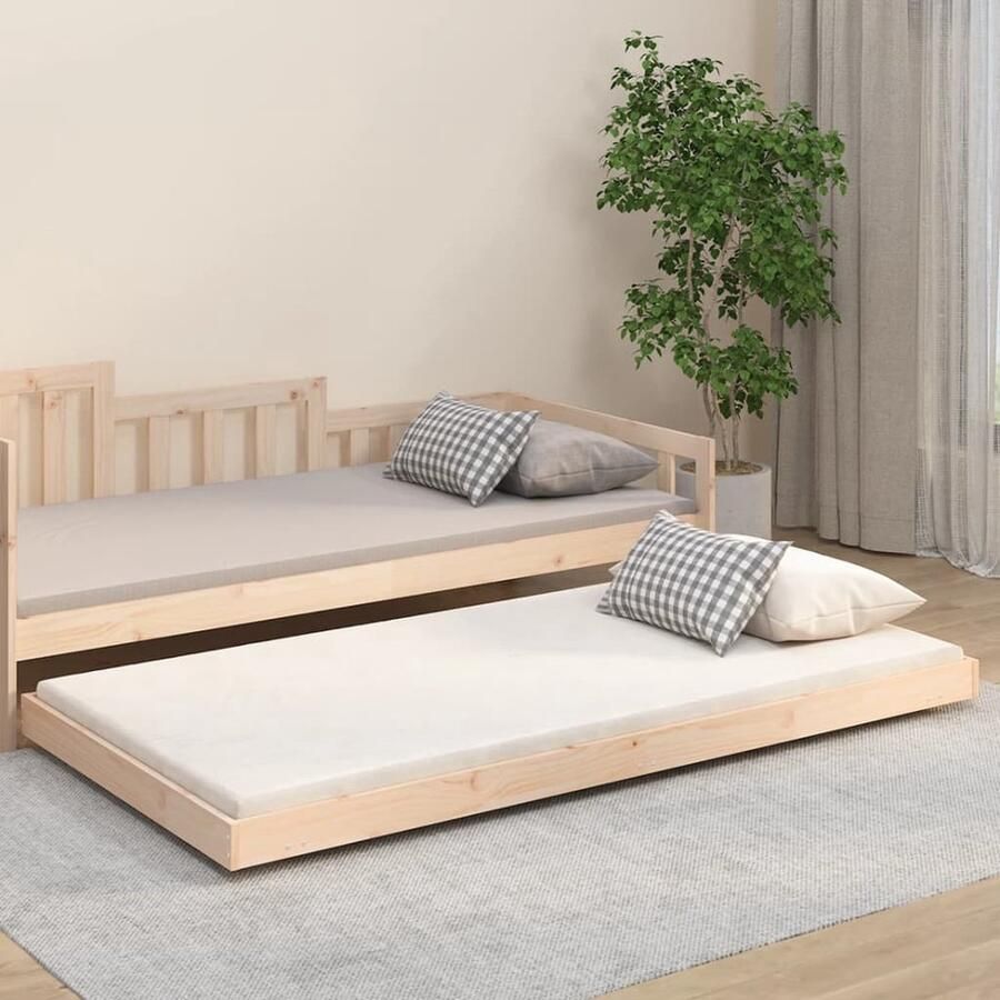 VidaXL Bedframe Massief Grenenhout 100x200 cm Houten Bedframe Massief Hout Bed Grenenhout Bed Tweepersoons Bed Bedframe 100x200 Rustic Bed - Foto 2
