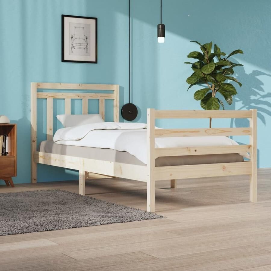 VidaXL Bedframe Massief Grenenhout 100x200 cm Klassieke Bed Frame Houten Bed Frame Grenenhouten Bed Frame Tweepersoons Bed Frame Bed Frame 100x200 Lattenbodem Hoofdeinde - Foto 2