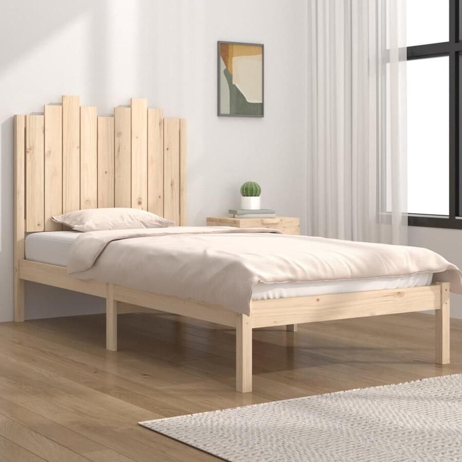VidaXL Bedframe Massief Grenenhout 100x200 cm Klassieke Bedframe Houten Bedframe Grenenhouten Bedframe Tweepersoons Bedframe 100x200 Bedframe Bruin - Foto 2