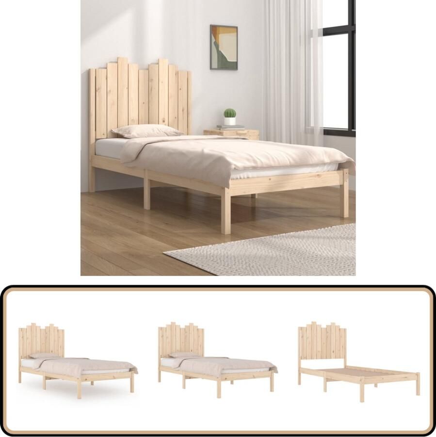 VidaXL Bedframe Massief Grenenhout 100x200 cm Klassieke Bedframe Houten Bedframe Grenenhouten Bedframe Tweepersoons Bedframe 100x200 Bedframe Bruin