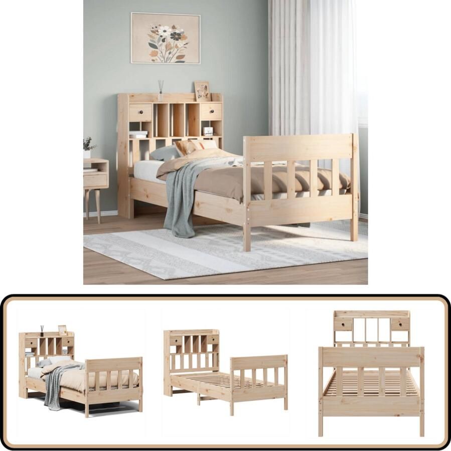 VidaXL Bedframe Massief Grenenhout 100x200 cm Massief Hout Bed Grenenhout Bed Tweepersoons Bed Met Lade Bed Met Opbergruimte