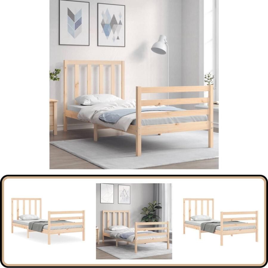VidaXL Bedframe Massief Grenenhout 100x200 cm Massief Hout Bed Grenenhout Bed Tweepersoons Bed Boxspring Frame Bed Met Lattenbodem Houten Bed Frame
