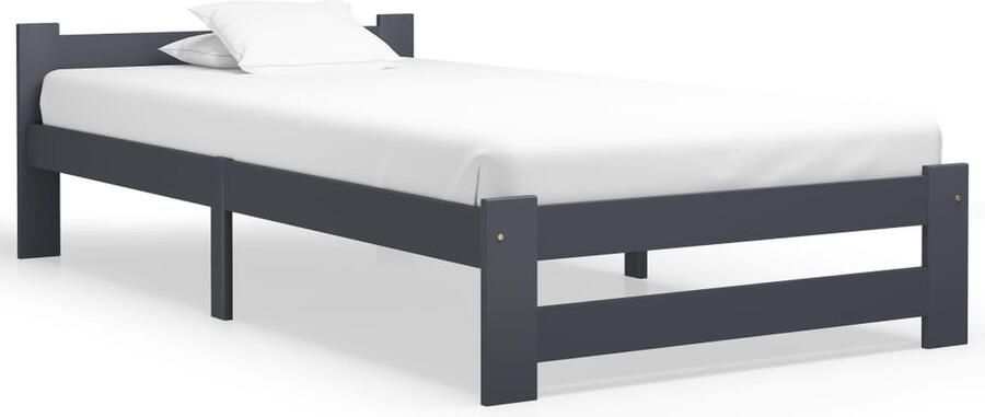 VidaXL Bedframe Massief Grenenhout 100x200 cm Massief Houten Bed Frame Donker Grijs Bed Tweepersoons Bed Grenenhout Bed Frame Kopen Slaapcomfort Luxe Bed Frame Design Bed Frame Modern Bed Frame - Foto 2