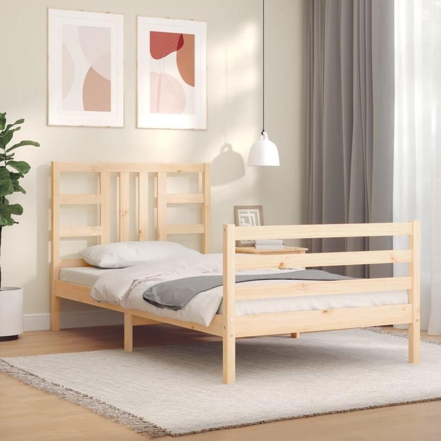 VidaXL Bedframe massief grenenhout 100x200 cm Massief Houten Bed Frame Grenenhout Bed Slaapcomfort Houten Bedstead Tweepersoons Bed Boxspring Bed King Size Bed Design Bed Landelijk Bed - Foto 2