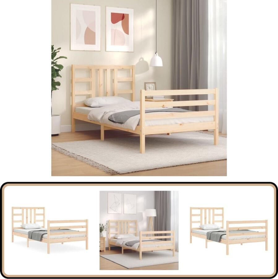 VidaXL Bedframe massief grenenhout 100x200 cm Massief Houten Bed Frame Grenenhout Bed Slaapcomfort Houten Bedstead Tweepersoons Bed Boxspring Bed King Size Bed Design Bed Landelijk Bed