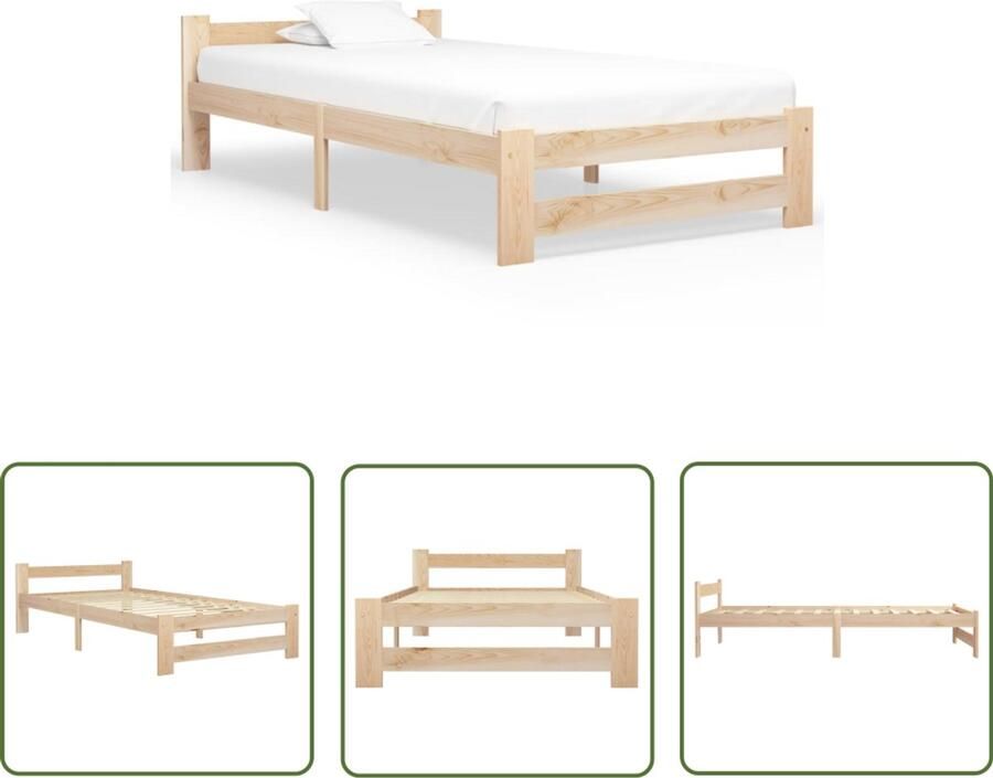 The Living Store Bedframe Massief grenenhout 204 x 107 x 55 cm Geschikt voor 100 x 200 cm matras Montage vereist Massief Houten Bed Grenenhout Bed Tweepersoons Bed Frame Boxspring Bed