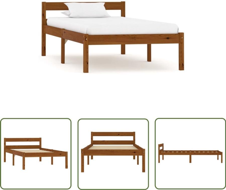 VidaXL Bedframe Massief Grenenhout 100x200 cm Massief Houten Bedframe Grenenhout Bedframe Honingbruin Bedframe Tweepersoons Bed Bedframe 100x200 Modern Bedframe Design Bedframe Slaapkamersdecoratie