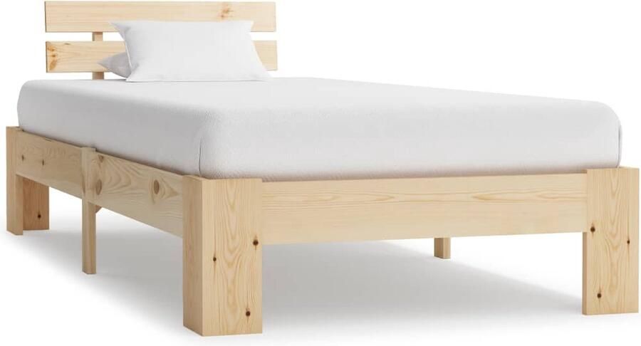 VidaXL Bedframe Massief Grenenhout 100x200 cm Massieve Houten Bedframe Grenenhout Bedframe Tweepersoons Bed Bruine Bedframe Modern Bedframe Design Bedframe Stapelbare Bedbodems Boxspring Bed Hoofdbord - Foto 3