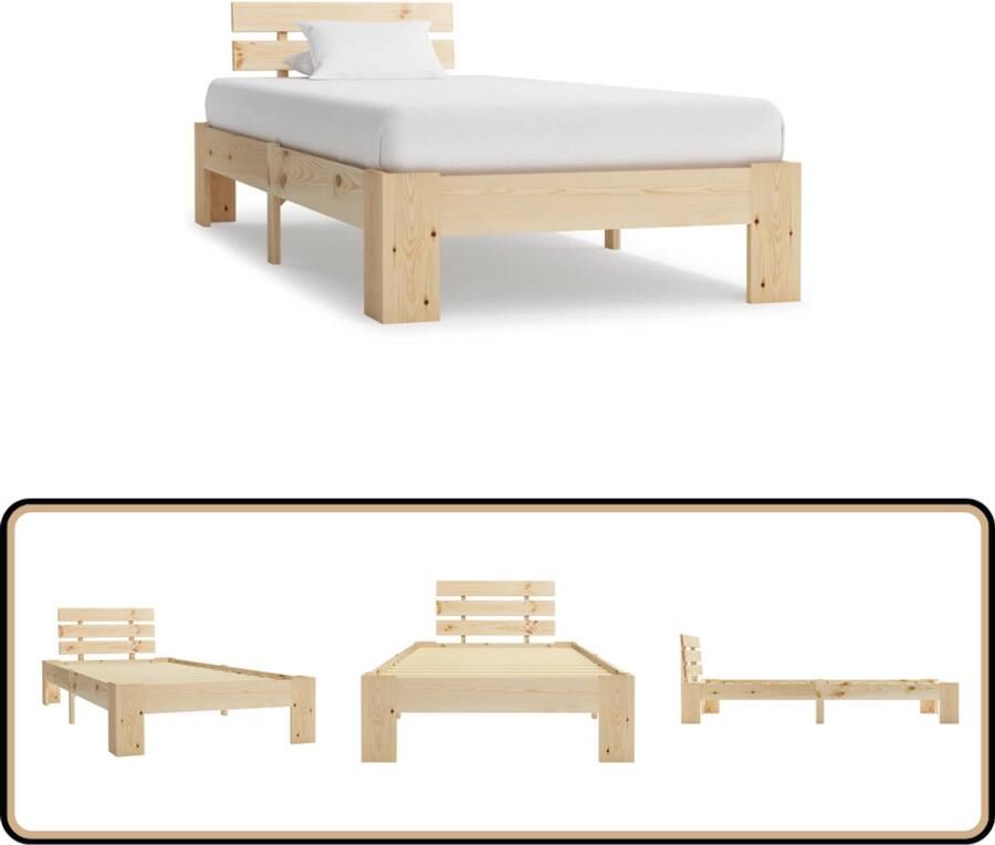 VidaXL Bedframe Massief Grenenhout 100x200 cm Massieve Houten Bedframe Grenenhout Bedframe Tweepersoons Bed Bruine Bedframe Modern Bedframe Design Bedframe Stapelbare Bedbodems Boxspring Bed Hoofdbord