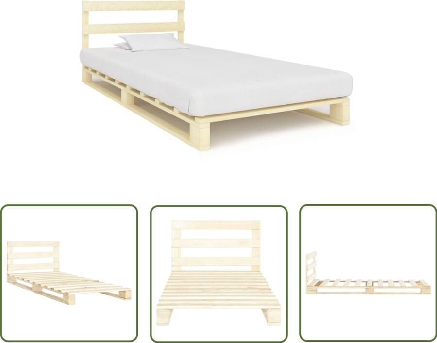 VidaXL Bedframe Massief Grenenhout 100x200 cm Pallet Bed Frame Massief Hout Bed Grenenhout Bed Tweepersoons Bed Bruine Bed Vintage Bed Landelijk Bed Modern Bed Slaapcomfort Budgetvriendelijk Bed Easy Assembly