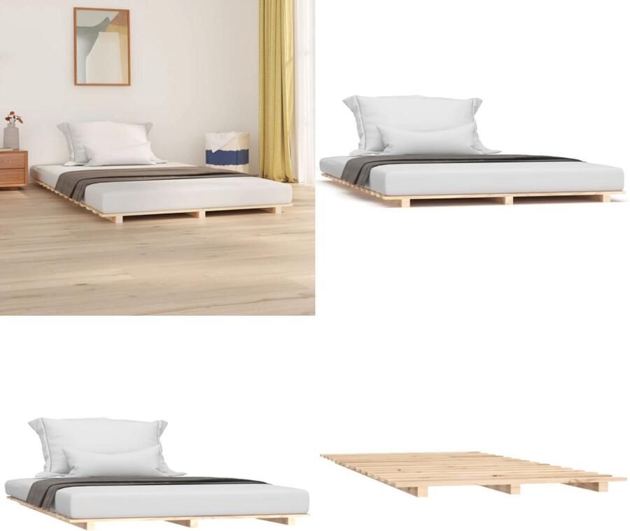 VidaXL Bedframe massief grenenhout 120 x 190 cm Bedframe Bedframes Bed Bedbodem