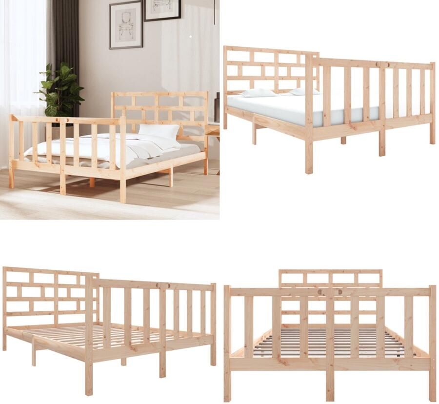 VidaXL Bedframe massief grenenhout 120x190 cm Bedframe Bedframes Bed Bedbodem