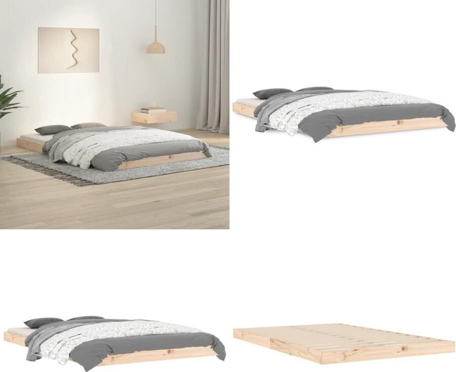 VidaXL Bedframe massief grenenhout 120x190 cm 4FT Small Double Bedframe Bedframes Ledikant Ledikanten