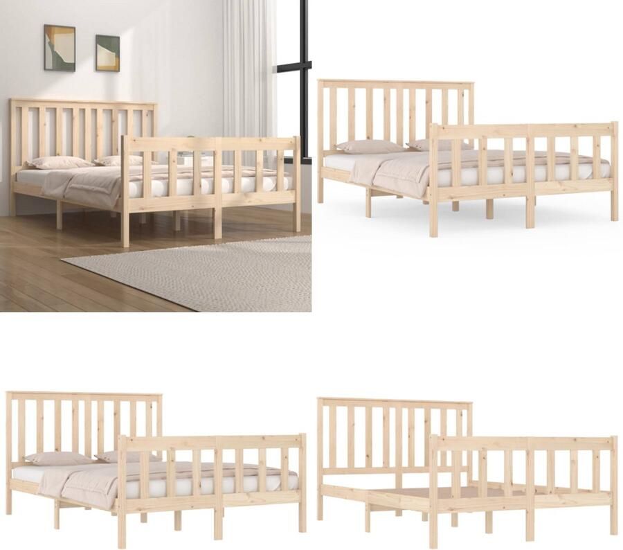 VidaXL Bedframe massief grenenhout 120x190 cm 4FT Small Double Bedframe Bedframes Tweepersoonsbed Bed - Foto 2