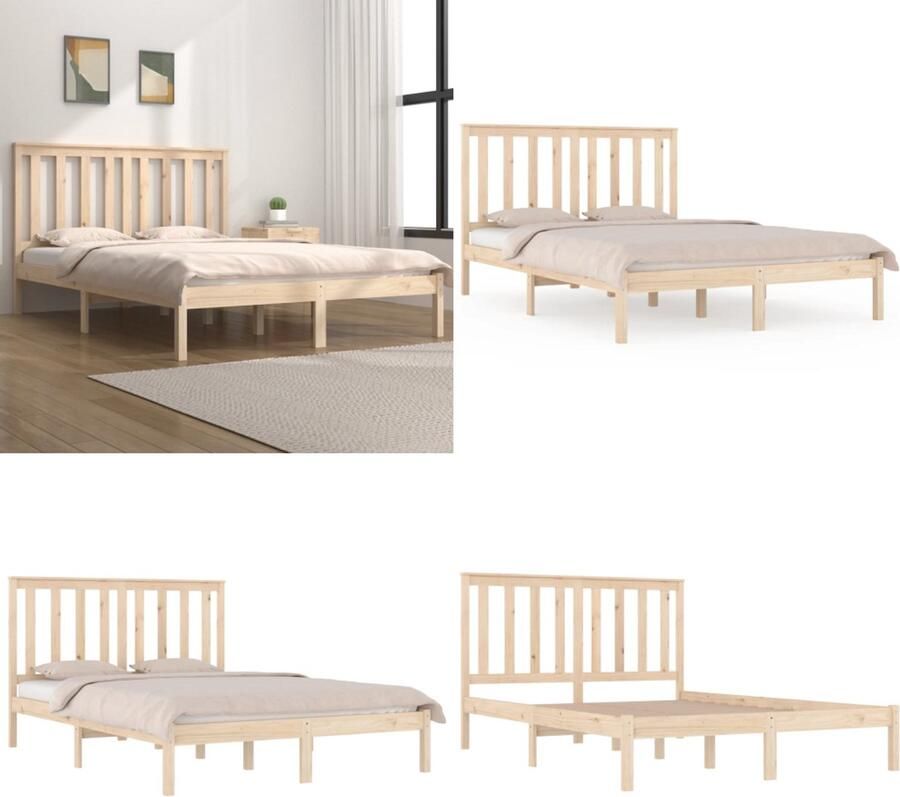 VidaXL Bedframe massief grenenhout 120x190 cm Bedframe Bedframes Tweepersoonsbed Bed