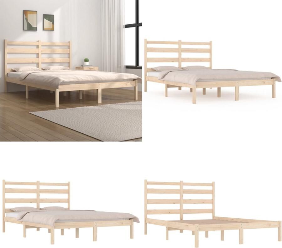 VidaXL Bedframe massief grenenhout 120x190 cm Bedframe Bedframes Tweepersoonsbed Bed