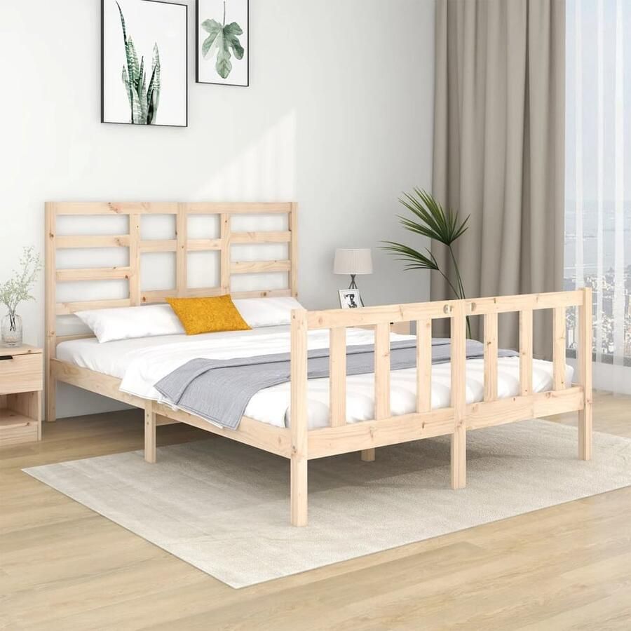 VidaXL Bedframe Massief Grenenhout 120x190 cm Houten Bedframe Grenenhout Bed Tweepersoons Bed Klein Dubbel Bed Modern Bed Design Bed Stabiele Bedbodems - Foto 2