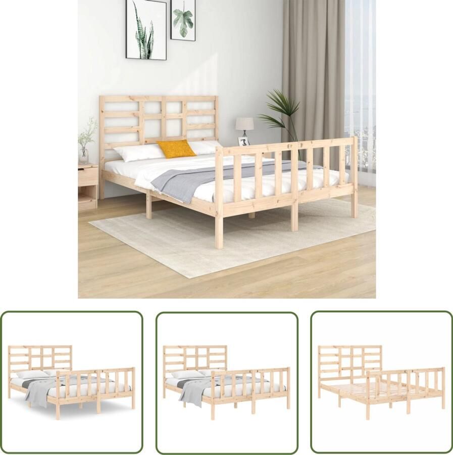 VidaXL Bedframe Massief Grenenhout 120x190 cm Houten Bedframe Grenenhout Bed Tweepersoons Bed Klein Dubbel Bed Modern Bed Design Bed Stabiele Bedbodems