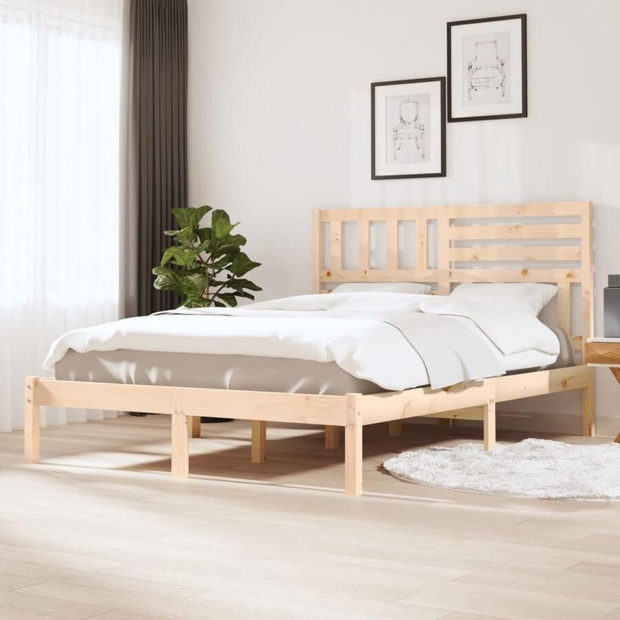 VidaXL Bedframe Massief Grenenhout 120x190 cm Houten Bedframe Grenenhout Bedframe 120x190 Tweepersoons Bed Design Bedframe Stapelbare Bedbodems - Foto 2