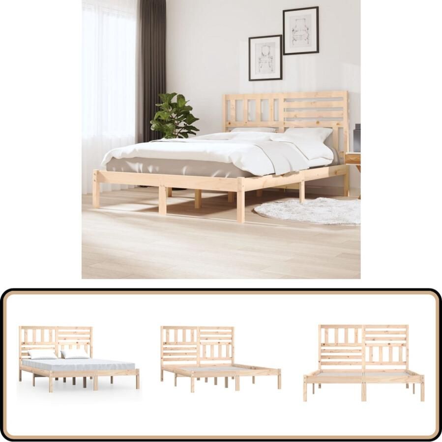 VidaXL Bedframe Massief Grenenhout 120x190 cm Houten Bedframe Grenenhout Bedframe 120x190 Tweepersoons Bed Design Bedframe Stapelbare Bedbodems