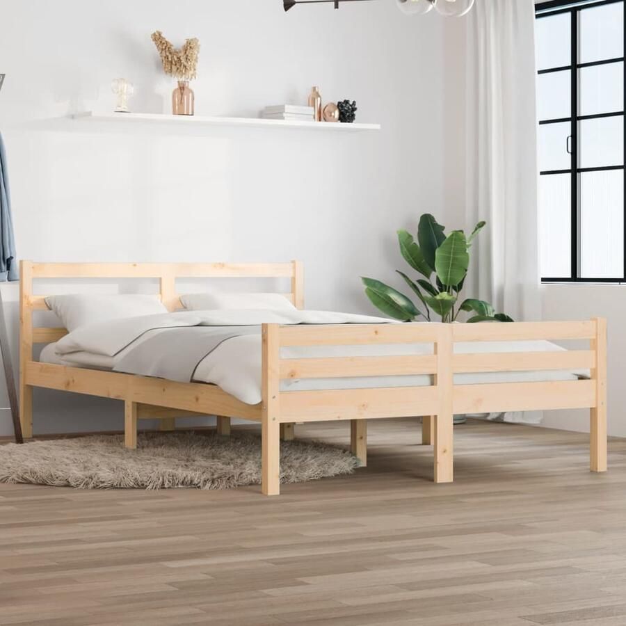 VidaXL Bedframe Massief Grenenhout 120x190 cm Houten Bedframe Massief Grenenhout Bedframe 120x190 Tweepersoons Bed Modern Bedframe Design Bedframe - Foto 2