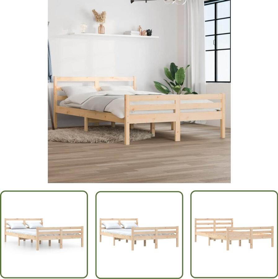 VidaXL Bedframe Massief Grenenhout 120x190 cm Houten Bedframe Massief Grenenhout Bedframe 120x190 Tweepersoons Bed Modern Bedframe Design Bedframe
